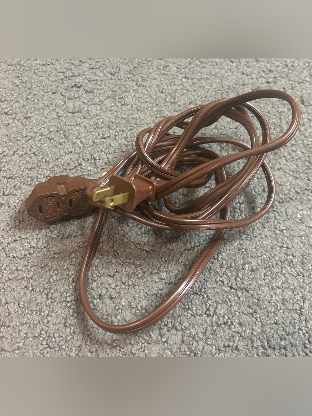 Vintage General Electric Extension Cord 9 Ft 3 Tap Brown